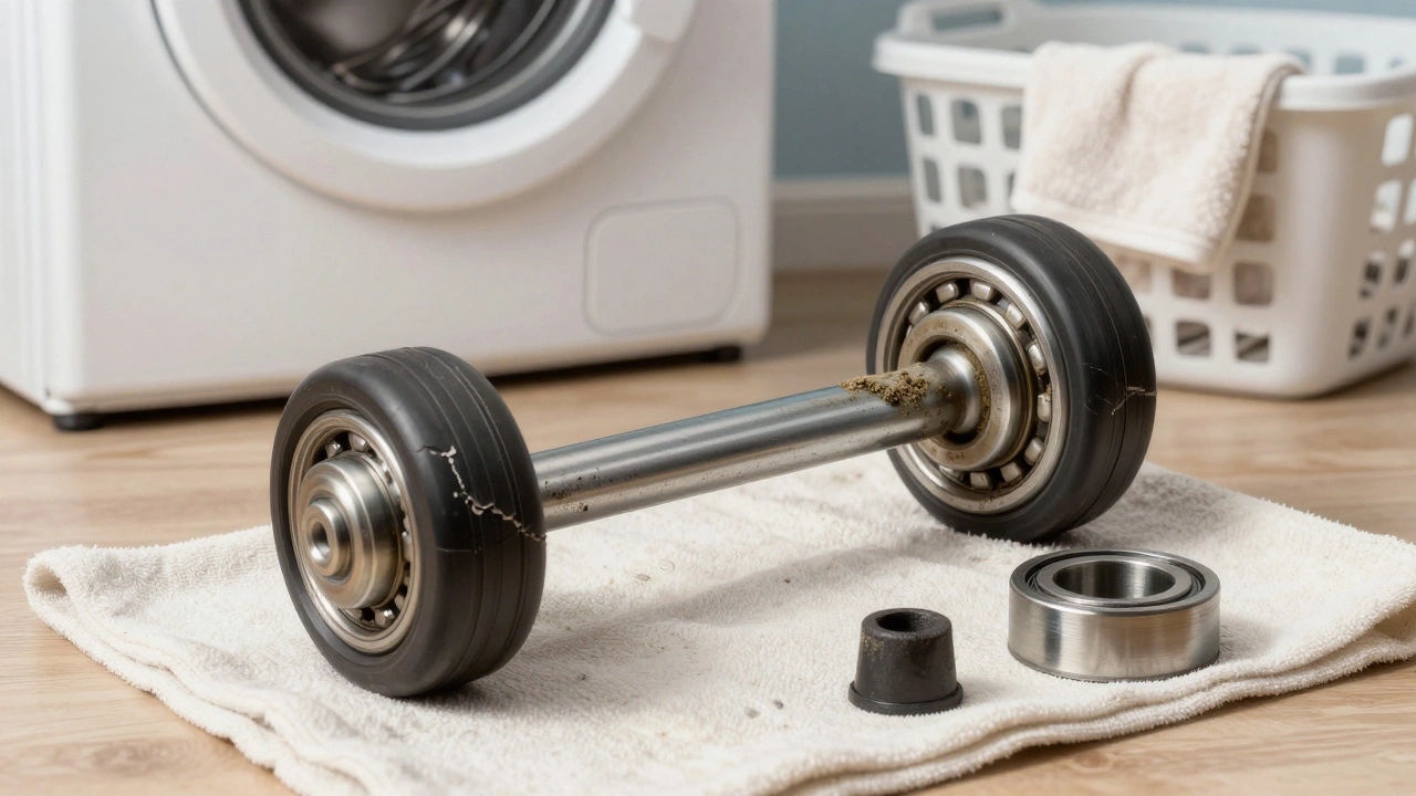 Worn drum rollers and replacement kit on a cloth