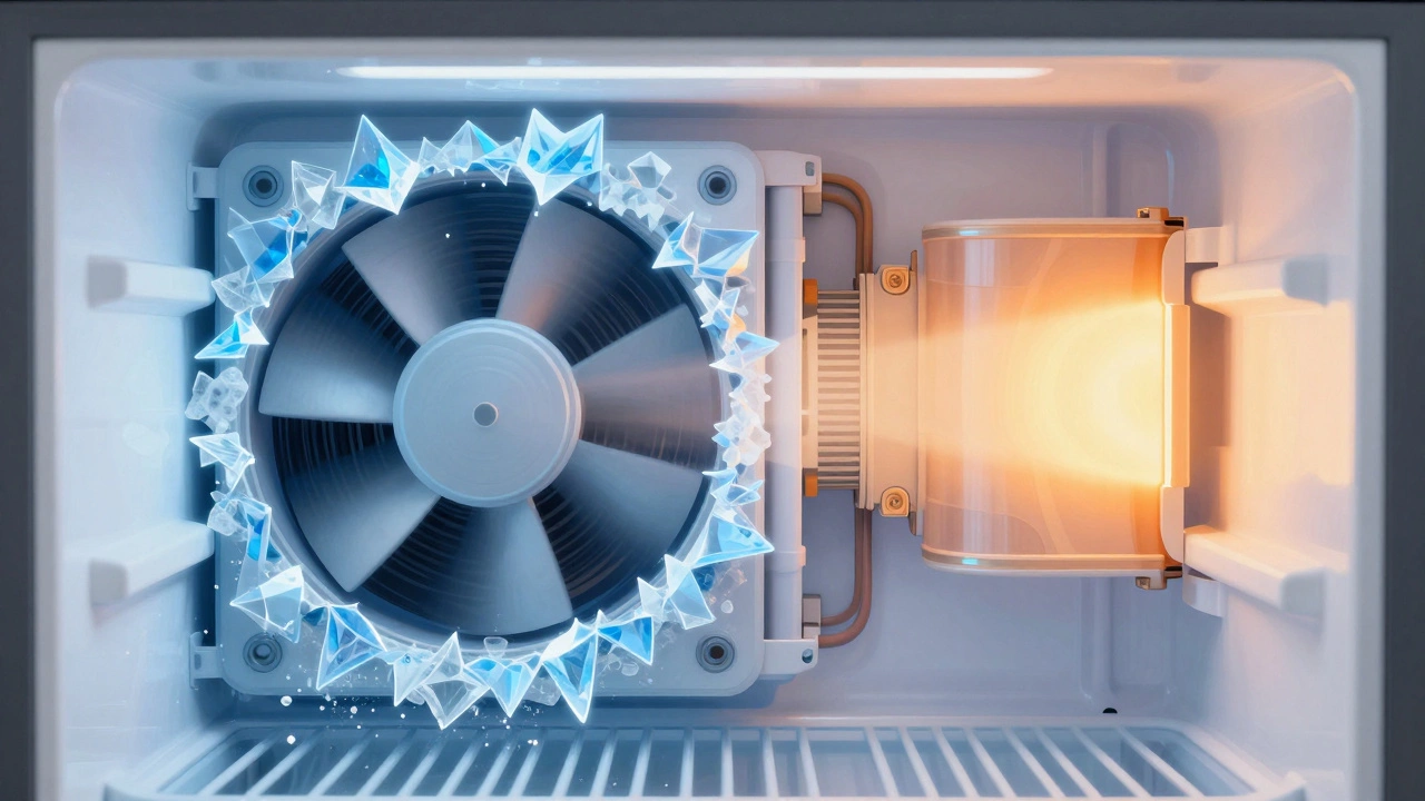 Diagram of ice blocking fridge evaporator fan