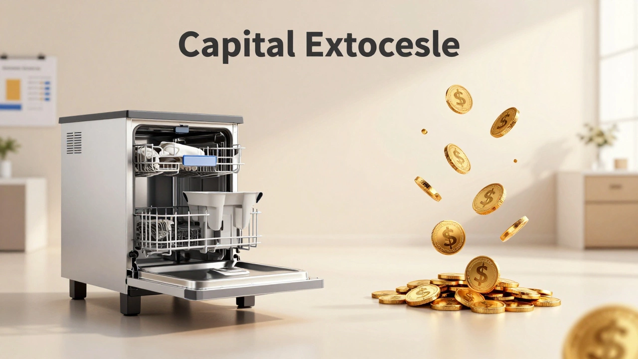 Conceptual art showing commercial appliance depreciation and financial savings