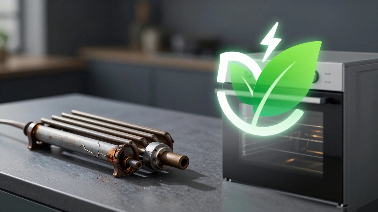 Comparison of a burnt heating element and energy efficiency savings