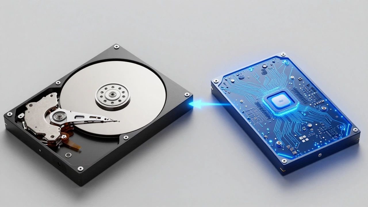 Comparison of old mechanical hard drive and new SSD