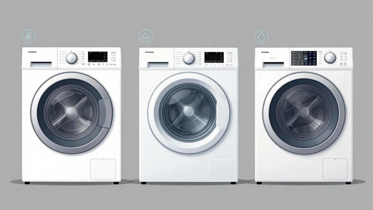 Comparison of vented, condenser, and heat pump dryers with their respective lifespans indicated.