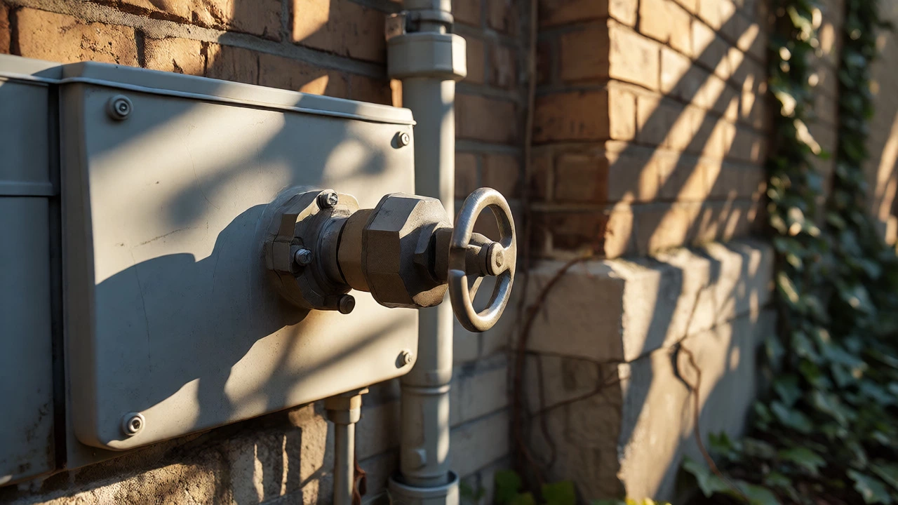 Closed main gas valve on exterior meter